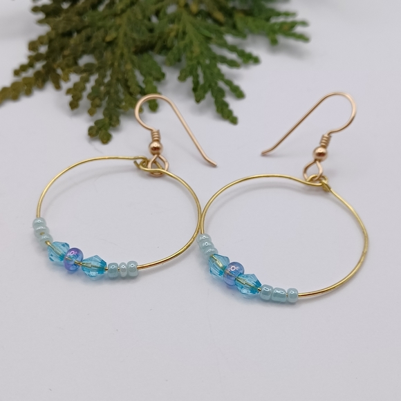 Handcrafted Hoop Beaded Earrings - Picture 3 of 4